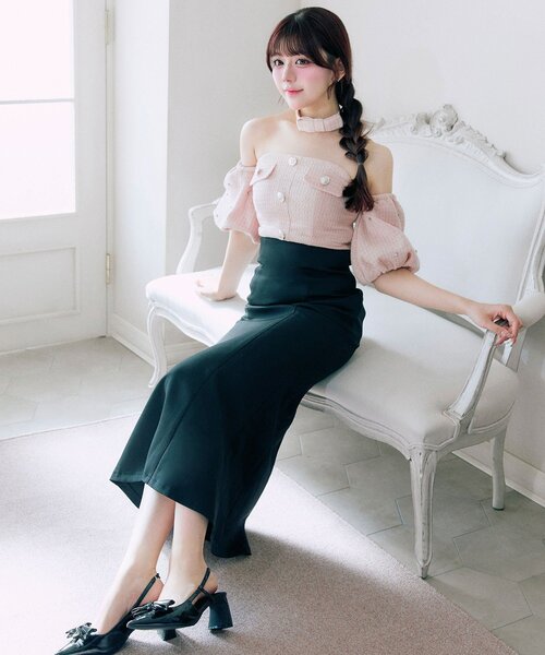 OLIVE des OLIVE(オリーブデオリーブ)の「【Belle Charme】Tweed Mermaid Dress(ドレス・レディース・ピンク/アイボリー/ブラック・FREE)」の21枚目の写真