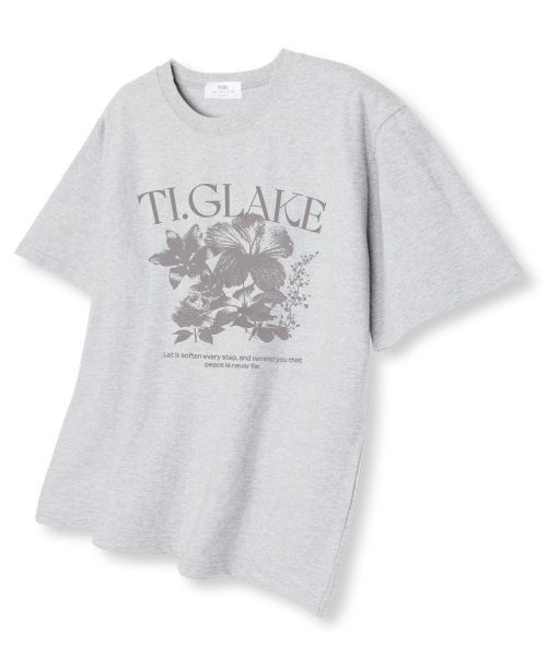 TI.GLAKE(ティーグレイク)の「レットイットフラワー オーバーサイズ 半袖Tシャツ ライトグレー(Tシャツ/カットソー・メンズ・その他・LARGE/X-LARGE/XX-LARGE)」の1枚目の写真