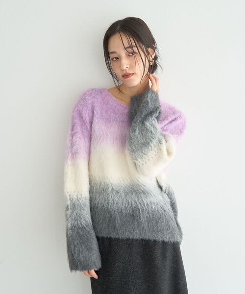 YECCA VECCA（イェッカヴェッカ）の「グラデーションシャギーニット（ニット/セーター・レディース・ブルー/イエロー/ラベンダー・FREE）」の16枚目の写真