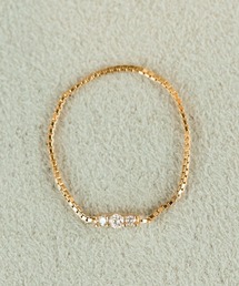 NOIR DE POUPEE（ノワールドプーペ）の「【WEB限定】K18vermeil ダイヤモンド 3石チェーンリング（リング）」