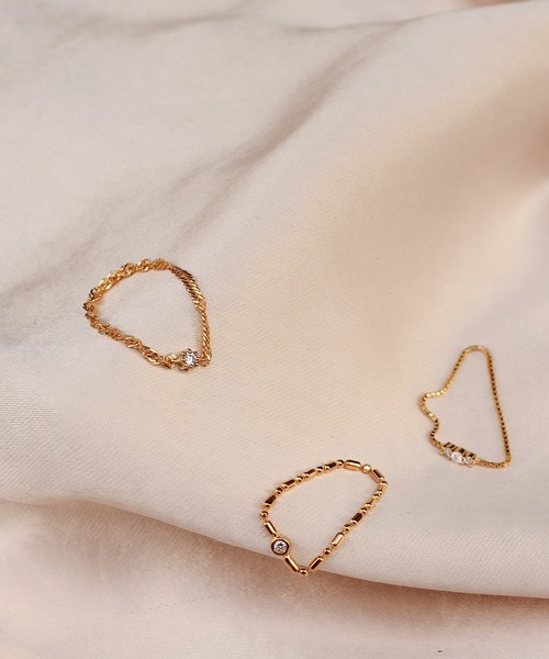 NOIR DE POUPEE（ノワールドプーペ）の「【WEB限定】K18vermeil ダイヤモンド 3石チェーンリング（リング・レディース・ゴールド・#3/#5/#7/#9/#11/#13/#15）」の9枚目の写真