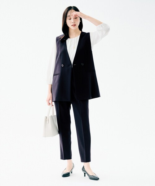 UNTITLED(アンタイトル)の「【洗える/ストレッチ性/セットアップ可】バックラッフルジレ(ベスト・レディース・ネイビー/ブラック・00/02/04/44/48)」の15枚目の写真