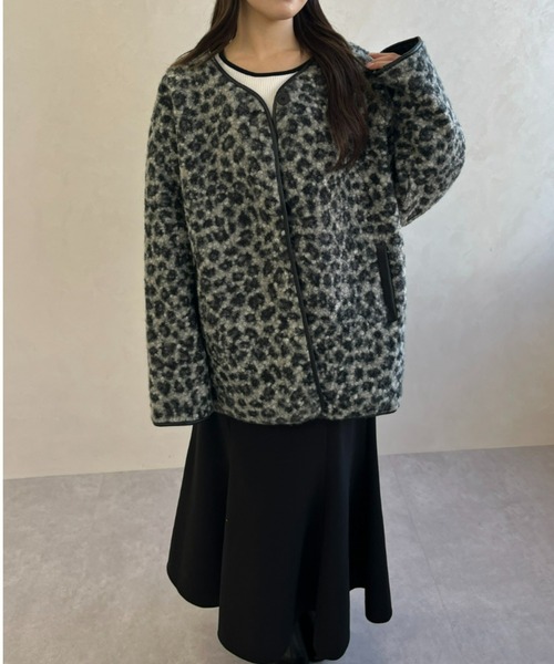 MISCH MASCH（ミッシュマッシュ）の「一部店舗限定 ノーカラーレオパードコート（その他アウター・レディース・ブラック・ﾌﾘ-）」の4枚目の写真