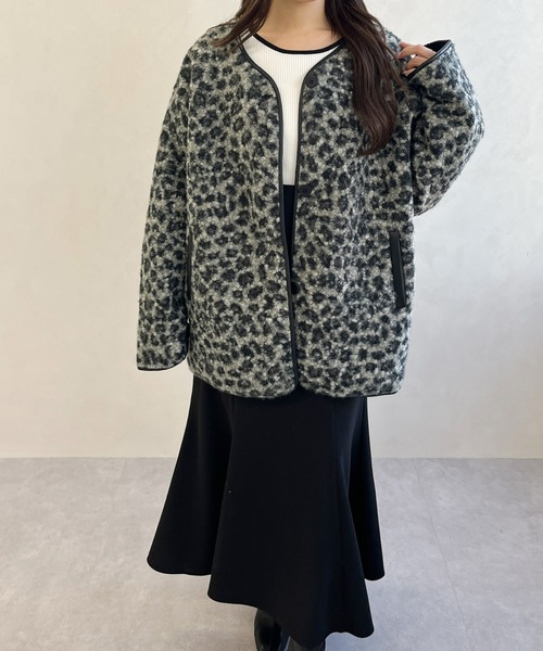 MISCH MASCH（ミッシュマッシュ）の「一部店舗限定 ノーカラーレオパードコート（その他アウター・レディース・ブラック・ﾌﾘ-）」の5枚目の写真