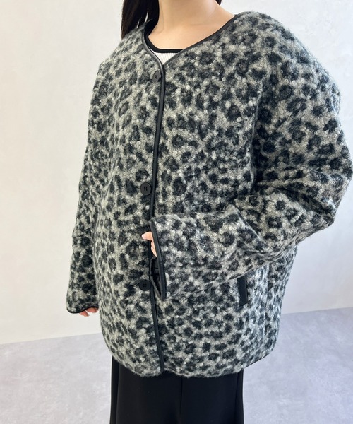MISCH MASCH（ミッシュマッシュ）の「一部店舗限定 ノーカラーレオパードコート（その他アウター・レディース・ブラック・ﾌﾘ-）」の11枚目の写真