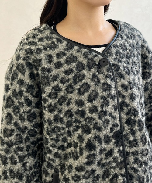 MISCH MASCH（ミッシュマッシュ）の「一部店舗限定 ノーカラーレオパードコート（その他アウター・レディース・ブラック・ﾌﾘ-）」の8枚目の写真