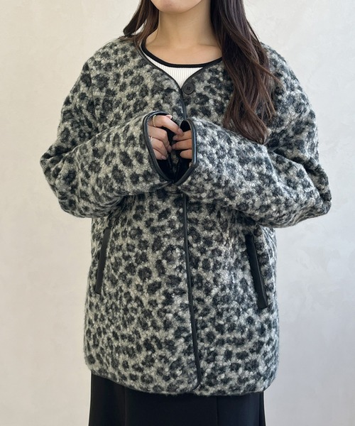 MISCH MASCH（ミッシュマッシュ）の「一部店舗限定 ノーカラーレオパードコート（その他アウター・レディース・ブラック・ﾌﾘ-）」の6枚目の写真