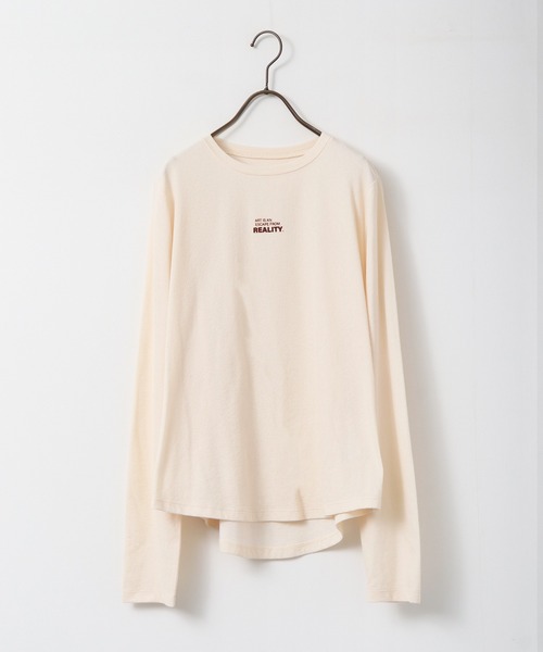 hunch(ハンチ)の「フロッキー ロゴ 長袖Tシャツ(Tシャツ/カットソー・レディース・ベージュ/オフホワイト/チャコール・FREE)」の10枚目の写真