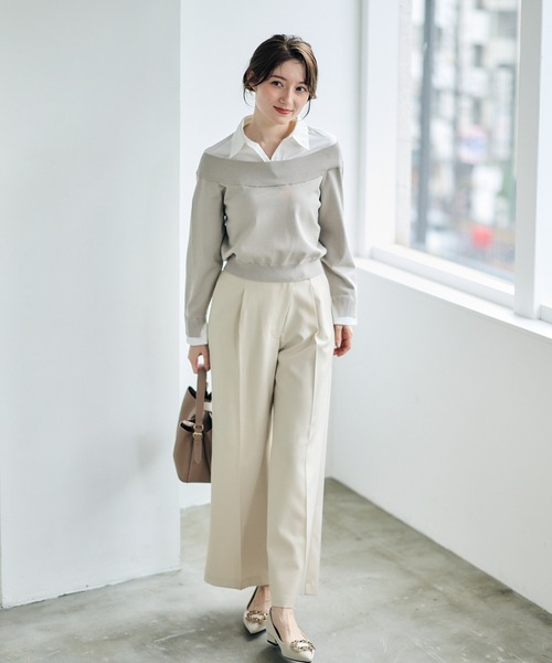 12Twelve Agenda（トゥエルブ　アジェンダ）の「シャツレイヤード風ニットプルオーバー（ニット/セーター・レディース・チャコールグレー/グレイッシュベージュ/ネイビー・M）」の17枚目の写真