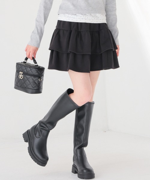 colza(コルザ)の「ティアードミニスカート(スカート・レディース・杢グレー/ブラック/アイボリー系1・L/LL/M/S/SS)」の2枚目の写真