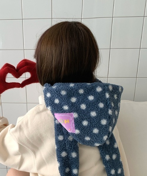 Vipoa（ヴィポア）の「ドットマフラーバラクラバ（ニットキャップ/ビーニー・レディース・グレー/ブルー・FREE）」の9枚目の写真