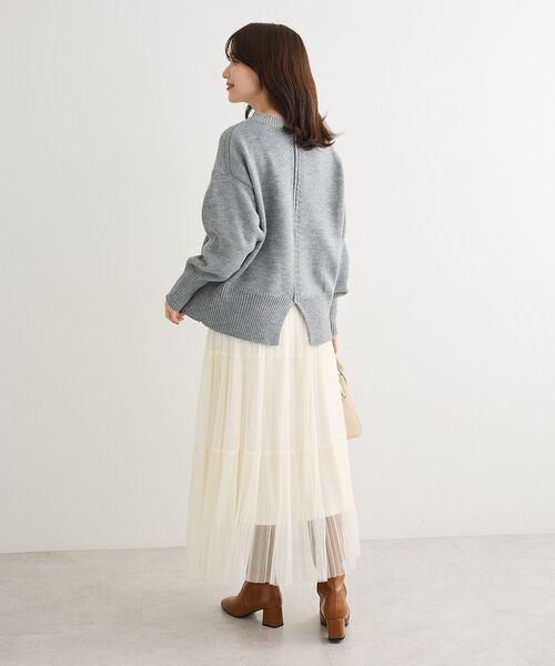 Green　Parks（グリーンパークス）の「チュールプリーツティアードスカート（スカート・レディース・ブラック/オフホワイト/グレー・FREE）」の8枚目の写真