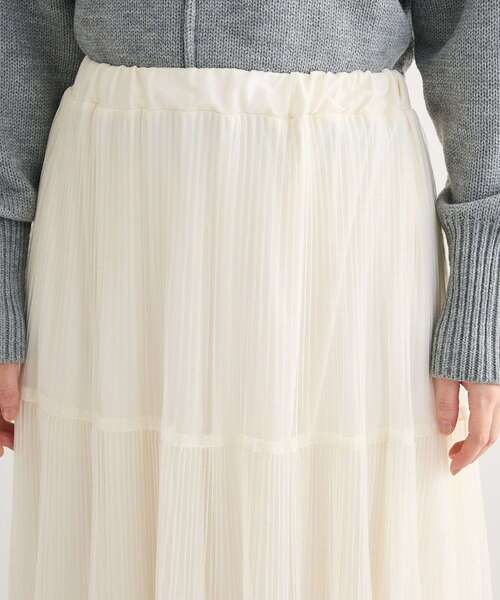 Green　Parks（グリーンパークス）の「チュールプリーツティアードスカート（スカート・レディース・ブラック/オフホワイト/グレー・FREE）」の10枚目の写真