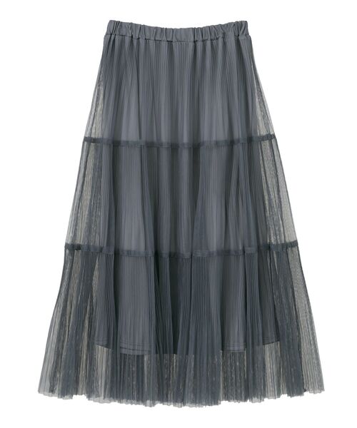 Green　Parks（グリーンパークス）の「チュールプリーツティアードスカート（スカート・レディース・ブラック/オフホワイト/グレー・FREE）」の13枚目の写真
