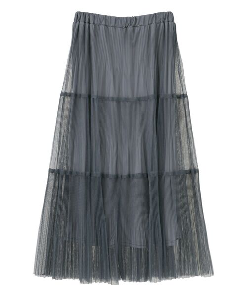 Green　Parks（グリーンパークス）の「チュールプリーツティアードスカート（スカート・レディース・ブラック/オフホワイト/グレー・FREE）」の14枚目の写真