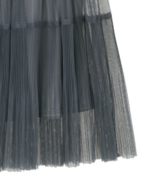Green　Parks（グリーンパークス）の「チュールプリーツティアードスカート（スカート・レディース・ブラック/オフホワイト/グレー・FREE）」の16枚目の写真