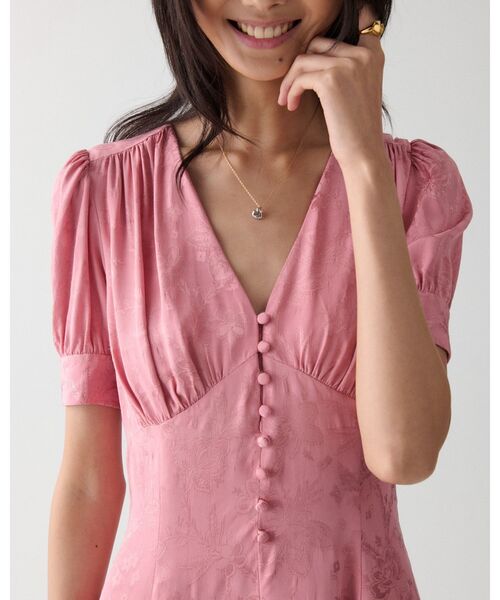 フルイド ジャカード パフ スリーブ ミニ ドレス（ワンピース）｜kate