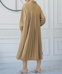 Cinderella（シンデレラ）の「プリーツワンピース ワンピース ロングワンピース レディース カジュアル ドロップショルダー シンプル おしゃれ かわいい 春 秋 冬 無地 膝下 ママ 20代 30代 40代 長袖 フレアワンピース フレア（ワンピース）」