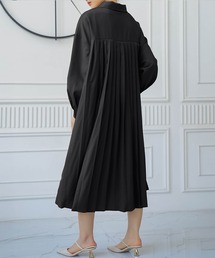 Cinderella（シンデレラ）の「プリーツワンピース ワンピース ロングワンピース レディース カジュアル ドロップショルダー シンプル おしゃれ かわいい 春 秋 冬 無地 膝下 ママ 20代 30代 40代 長袖 フレアワンピース フレア（ワンピース）」