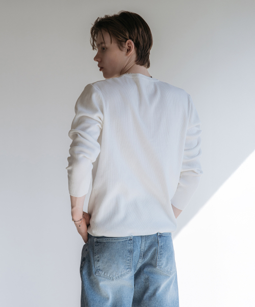 DECOROSO（デコローゾ）の「ベイルヘンリーネックニット[ホワイト]（ニット/セーター・メンズ・その他・01/02）」の6枚目の写真