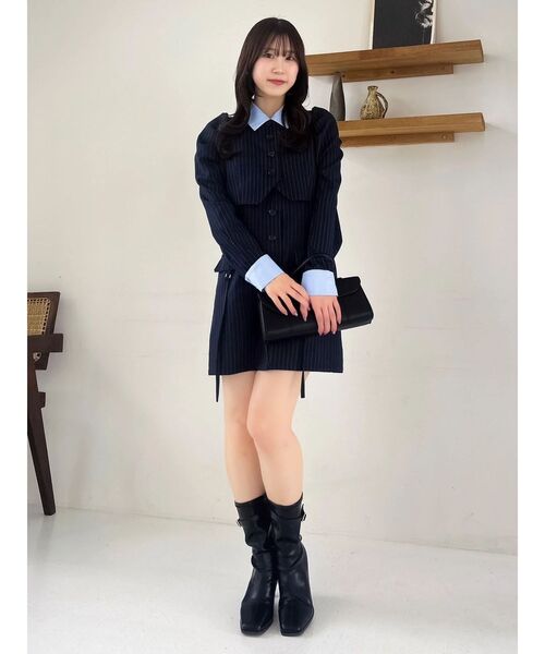 dazzlin（ダズリン）の「パフスリーブレイヤードミニワンピース（ワンピース・レディース・ベージュ/ネイビー/グレー/オフホワイト・MEDIUM/SMALL）」の20枚目の写真