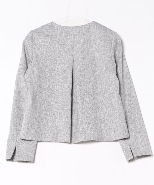 m.f.editorial(エムエフエディトリアル)の「【ストレッチ セレモニー ハレの日】m.f.エディトリアルレディース スラブシャーク ノーカラージャケット(スーツジャケット・レディース・ネイビー/グレー・X-LARGE/LARGE/MEDIUM)」の4枚目の写真