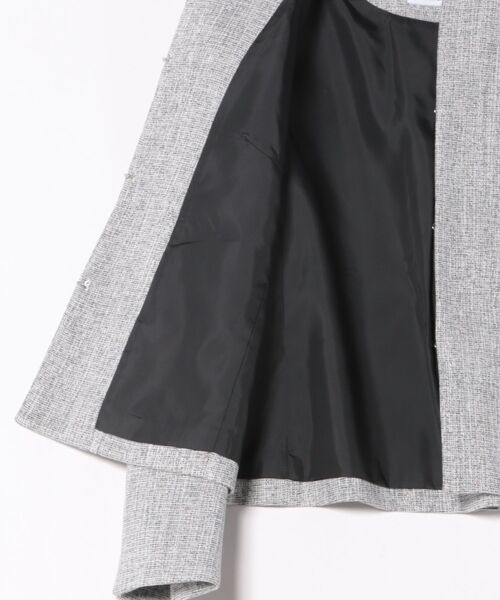 m.f.editorial(エムエフエディトリアル)の「【ストレッチ セレモニー ハレの日】m.f.エディトリアルレディース スラブシャーク ノーカラージャケット(スーツジャケット・レディース・ネイビー/グレー・X-LARGE/LARGE/MEDIUM)」の5枚目の写真