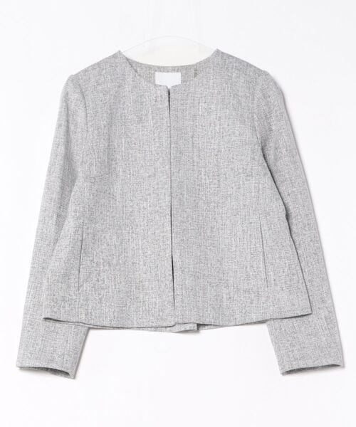 m.f.editorial(エムエフエディトリアル)の「【ストレッチ セレモニー ハレの日】m.f.エディトリアルレディース スラブシャーク ノーカラージャケット(スーツジャケット・レディース・ネイビー/グレー・X-LARGE/LARGE/MEDIUM)」の3枚目の写真