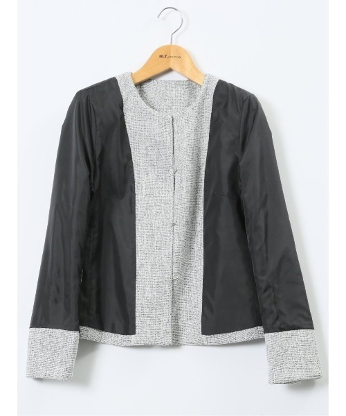 m.f.editorial(エムエフエディトリアル)の「【ストレッチ セレモニー ハレの日】m.f.エディトリアルレディース スラブシャーク ノーカラージャケット(スーツジャケット・レディース・ネイビー/グレー・X-LARGE/LARGE/MEDIUM)」の6枚目の写真