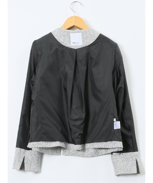 m.f.editorial(エムエフエディトリアル)の「【ストレッチ セレモニー ハレの日】m.f.エディトリアルレディース スラブシャーク ノーカラージャケット(スーツジャケット・レディース・ネイビー/グレー・X-LARGE/LARGE/MEDIUM)」の7枚目の写真