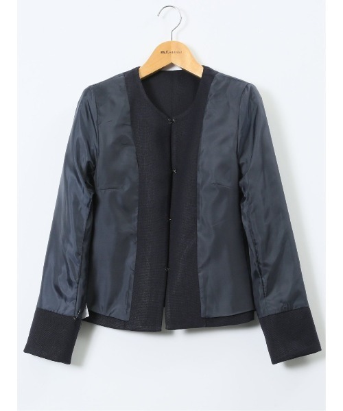 m.f.editorial(エムエフエディトリアル)の「【ストレッチ セレモニー ハレの日】m.f.エディトリアルレディース スラブシャーク ノーカラージャケット(スーツジャケット・レディース・ネイビー/グレー・X-LARGE/LARGE/MEDIUM)」の15枚目の写真