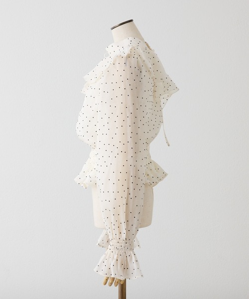 one after another NICE CLAUP（ワンアフターアナザーナイスクラップ）の「2WAYワンショルブラウス（シャツ/ブラウス・レディース・ミント/ピンクベージュ/ブラック/ドット・FREE）」の8枚目の写真