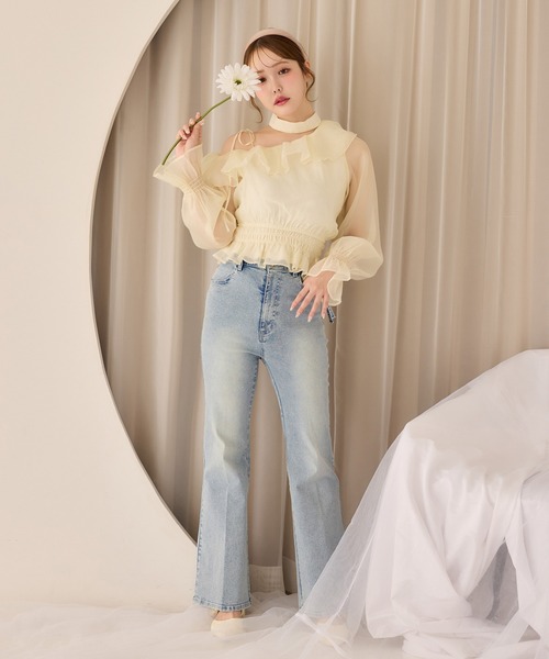 one after another NICE CLAUP（ワンアフターアナザーナイスクラップ）の「2WAYワンショルブラウス（シャツ/ブラウス・レディース・ミント/ピンクベージュ/ブラック/ドット/イエロー系その他/アイボリー・FREE）」の13枚目の写真