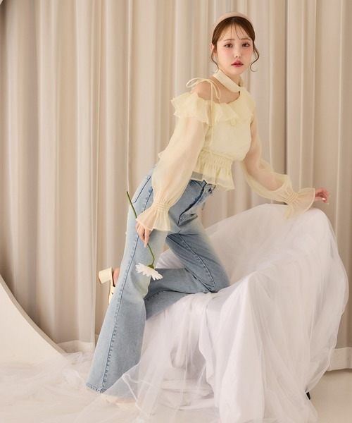 one after another NICE CLAUP（ワンアフターアナザーナイスクラップ）の「2WAYワンショルブラウス（シャツ/ブラウス・レディース・ミント/ピンクベージュ/ブラック/ドット/イエロー系その他/アイボリー・FREE）」の17枚目の写真