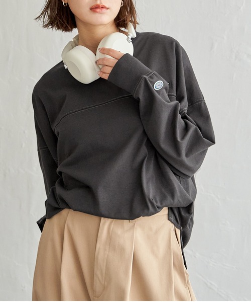 DISCUS ATHLETIC(ディスカス アスレチック)の「DISUCUS フットボールロンT(Tシャツ/カットソー・レディース・ブラック/ベージュ/オフホワイト/ミント・M/L)」の3枚目の写真