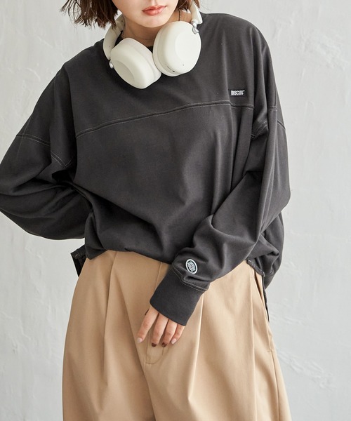 DISCUS ATHLETIC(ディスカス アスレチック)の「DISUCUS フットボールロンT(Tシャツ/カットソー・レディース・ブラック/ベージュ/オフホワイト/ミント・M/L)」の19枚目の写真