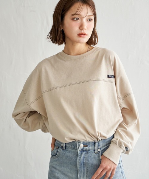 DISCUS ATHLETIC(ディスカス アスレチック)の「DISUCUS フットボールロンT(Tシャツ/カットソー・レディース・ブラック/ベージュ/オフホワイト/ミント・M/L)」の15枚目の写真