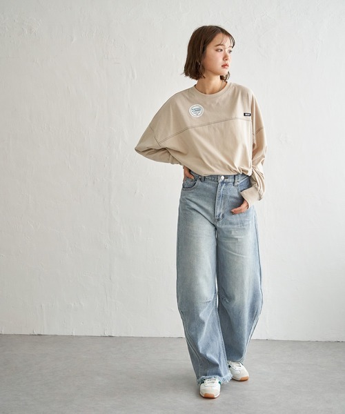 DISCUS ATHLETIC(ディスカス アスレチック)の「DISUCUS フットボールロンT(Tシャツ/カットソー・レディース・ブラック/ベージュ/オフホワイト/ミント・M/L)」の13枚目の写真