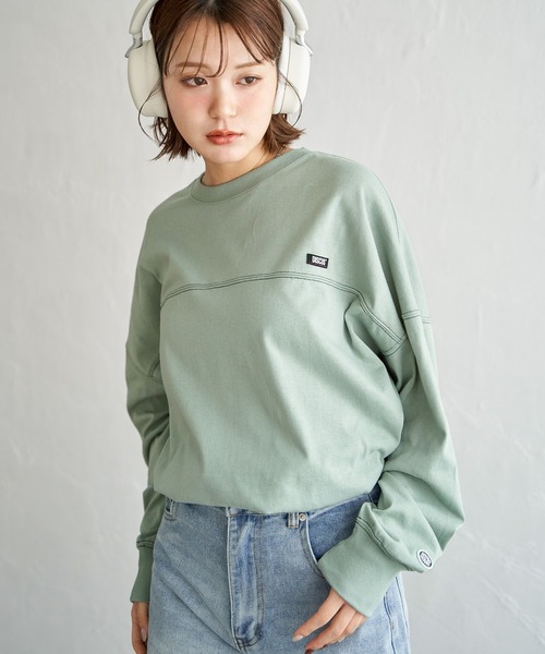 DISCUS ATHLETIC(ディスカス アスレチック)の「DISUCUS フットボールロンT(Tシャツ/カットソー・レディース・ブラック/ベージュ/オフホワイト/ミント・M/L)」の11枚目の写真