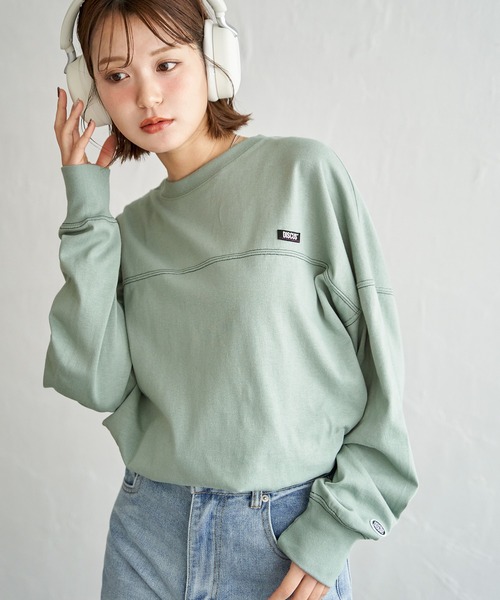 DISCUS ATHLETIC(ディスカス アスレチック)の「DISUCUS フットボールロンT(Tシャツ/カットソー・レディース・ブラック/ベージュ/オフホワイト/ミント・M/L)」の10枚目の写真