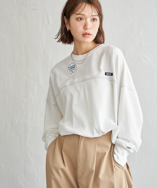 DISCUS ATHLETIC(ディスカス アスレチック)の「DISUCUS フットボールロンT(Tシャツ/カットソー・レディース・ブラック/ベージュ/オフホワイト/ミント・M/L)」の22枚目の写真