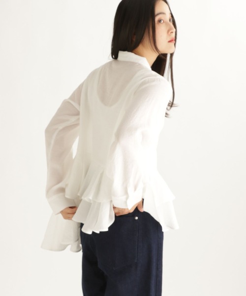 studio CLIP(スタディオクリップ)の「【daily CLIP】アシメフリフリシャツ(シャツ/ブラウス・レディース・ホワイト/ライトグリーン/チャコール・FREE)」の9枚目の写真