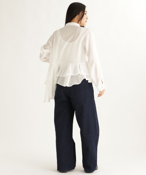 studio CLIP(スタディオクリップ)の「【daily CLIP】アシメフリフリシャツ(シャツ/ブラウス・レディース・ホワイト/ライトグリーン/チャコール・FREE)」の13枚目の写真