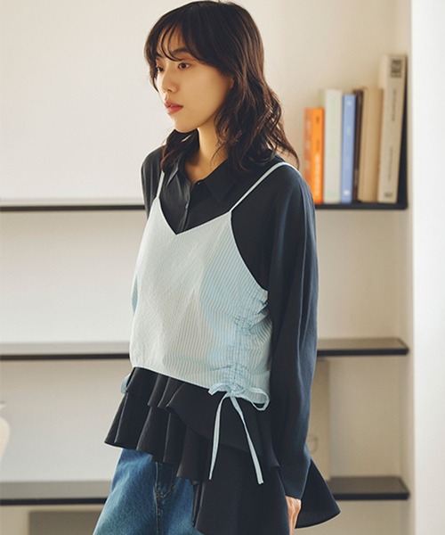 studio CLIP(スタディオクリップ)の「【daily CLIP】アシメフリフリシャツ(シャツ/ブラウス・レディース・ホワイト/ライトグリーン/チャコール・FREE)」の14枚目の写真