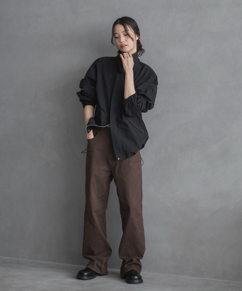 feepur(フェピュール)の「ダブルジップナイロンブルゾン(ナイロンジャケット・レディース・ブラック/ブラウン・MEDIUM)」の6枚目の写真