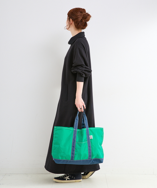 B.C STOCK(ベーセーストック)の「《追加2》ウォッシャブル / テリー裏毛ハーフジップロングワンピース(ワンピース・レディース・ブラック/グレー・FREE)」の5枚目の写真