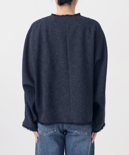 journal standard L'essage(ジャーナルスタンダードレサージュ)の「カラミTWEEDドルマンジャケット(ノーカラージャケット・レディース・チャコールグレー/ネイビー・FREE)」の16枚目の写真