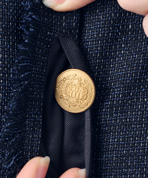 journal standard L'essage(ジャーナルスタンダードレサージュ)の「カラミTWEEDドルマンジャケット(ノーカラージャケット・レディース・チャコールグレー/ネイビー・FREE)」の22枚目の写真