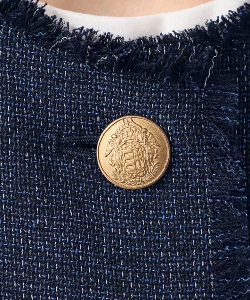 journal standard L'essage(ジャーナルスタンダードレサージュ)の「カラミTWEEDドルマンジャケット(ノーカラージャケット・レディース・ネイビー/チャコールグレー・FREE)」の17枚目の写真