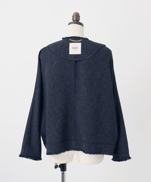 journal standard L'essage(ジャーナルスタンダードレサージュ)の「カラミTWEEDドルマンジャケット(ノーカラージャケット・レディース・ネイビー/チャコールグレー・FREE)」の20枚目の写真